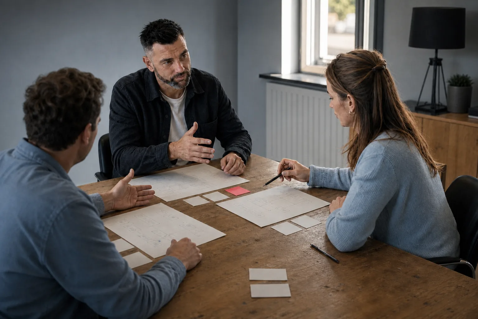 Drie professionals vergelijken werkprocessen tijdens een kansenscan