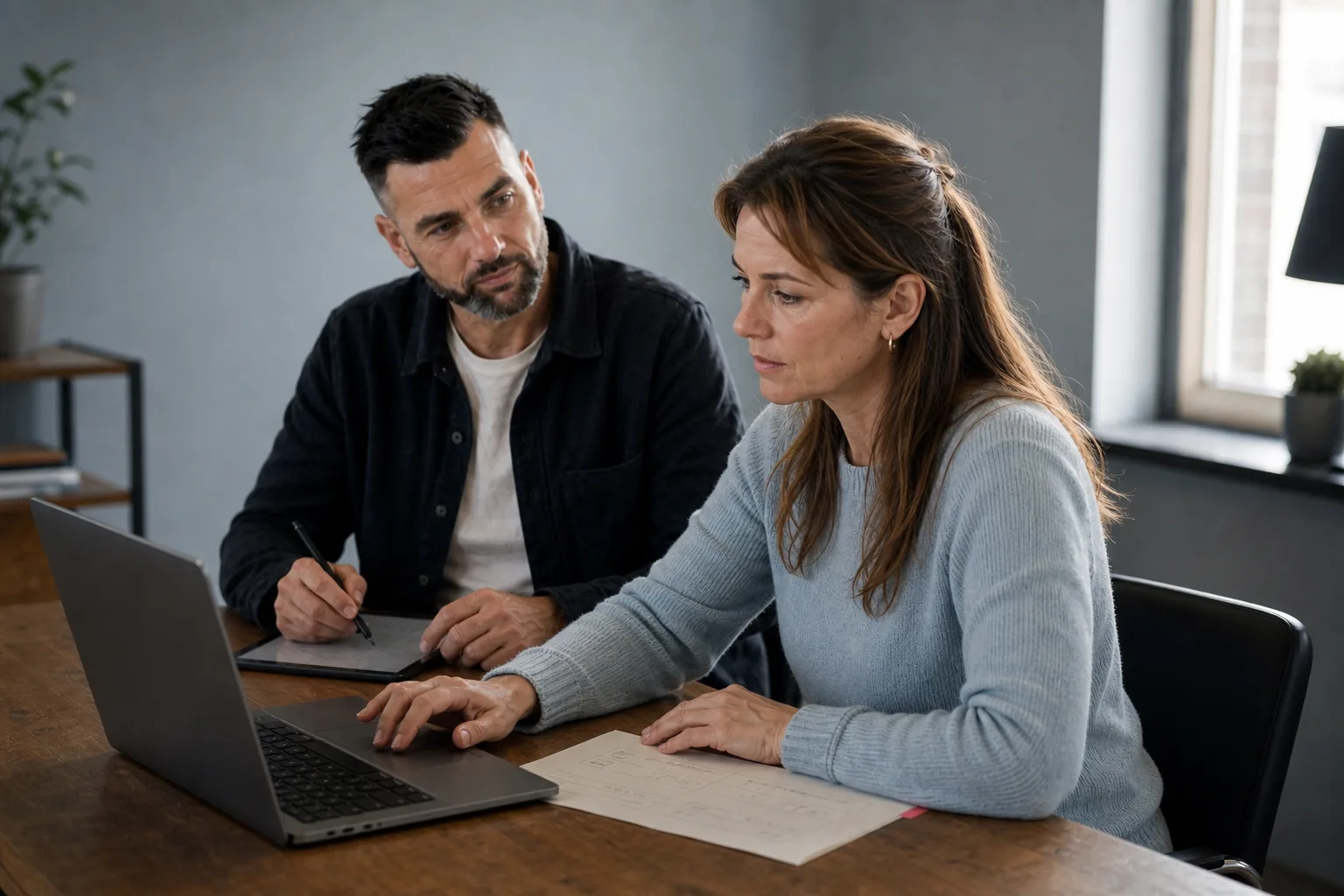 Een medewerker test een AI-oplossing op een laptop terwijl Setpiece meekijkt